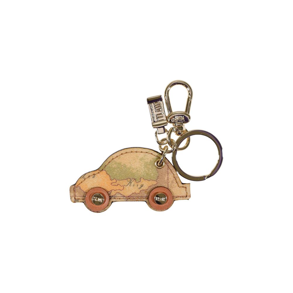 Beige Leather Keychain