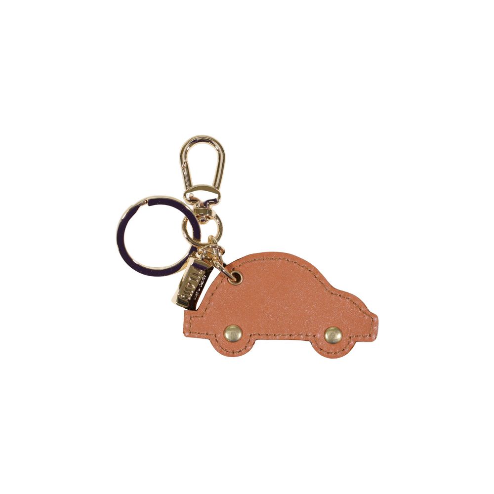 Beige Leather Keychain