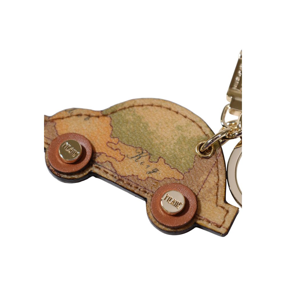 Beige Leather Keychain
