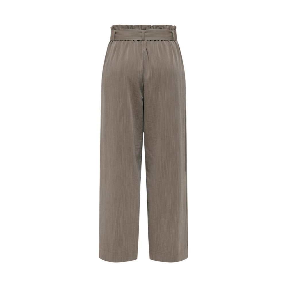 Beige Viscose Casual Pants