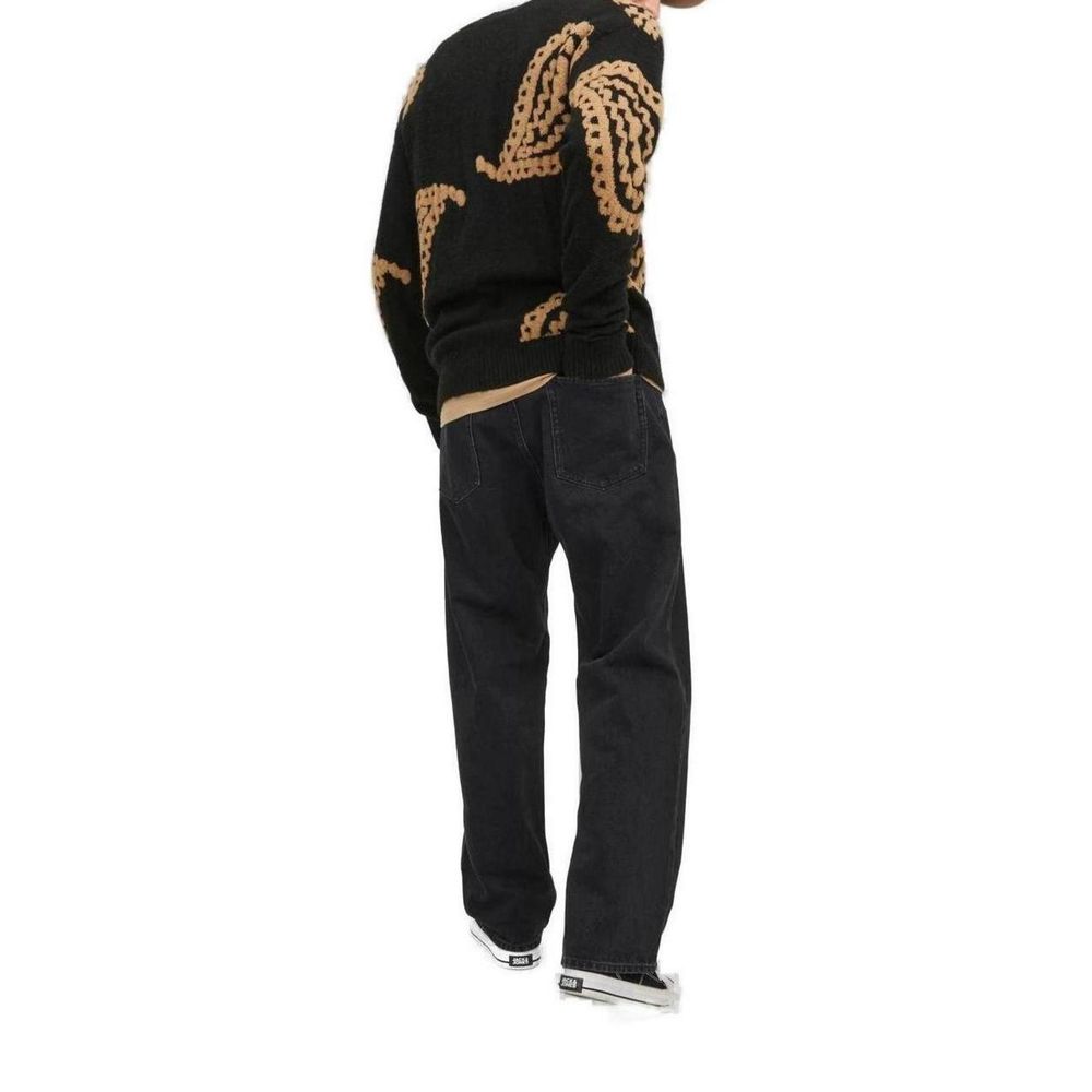 Black Cotton Relaxed Fit Jeans