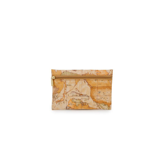 Beige Polyester Clutch Bag