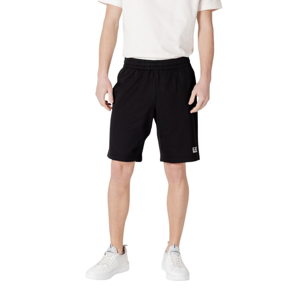 Black Cotton Bermuda Shorts