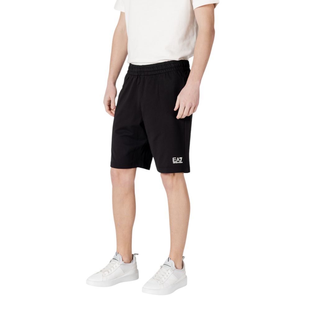 Black Cotton Bermuda Shorts