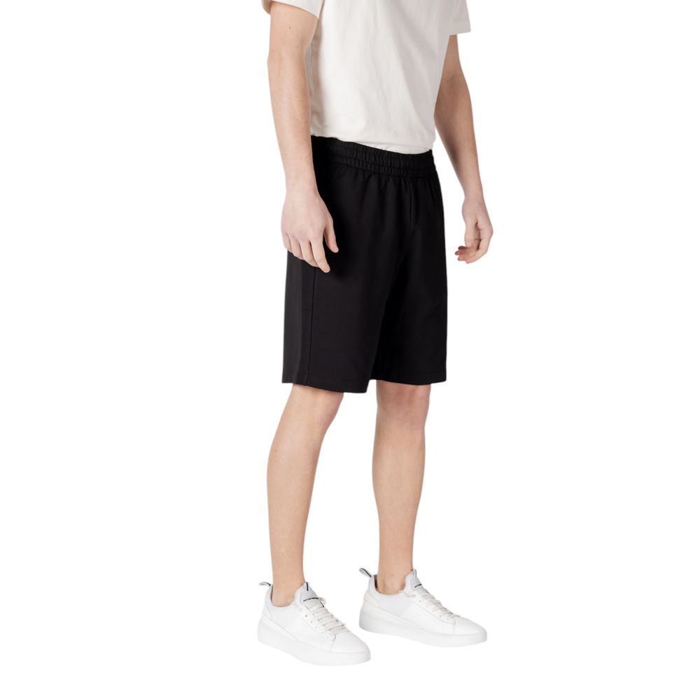 Black Cotton Bermuda Shorts