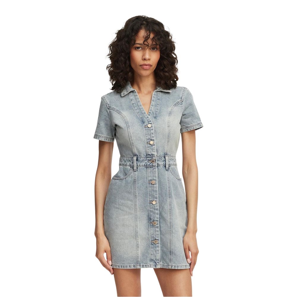 Blue Cotton Midi Dress