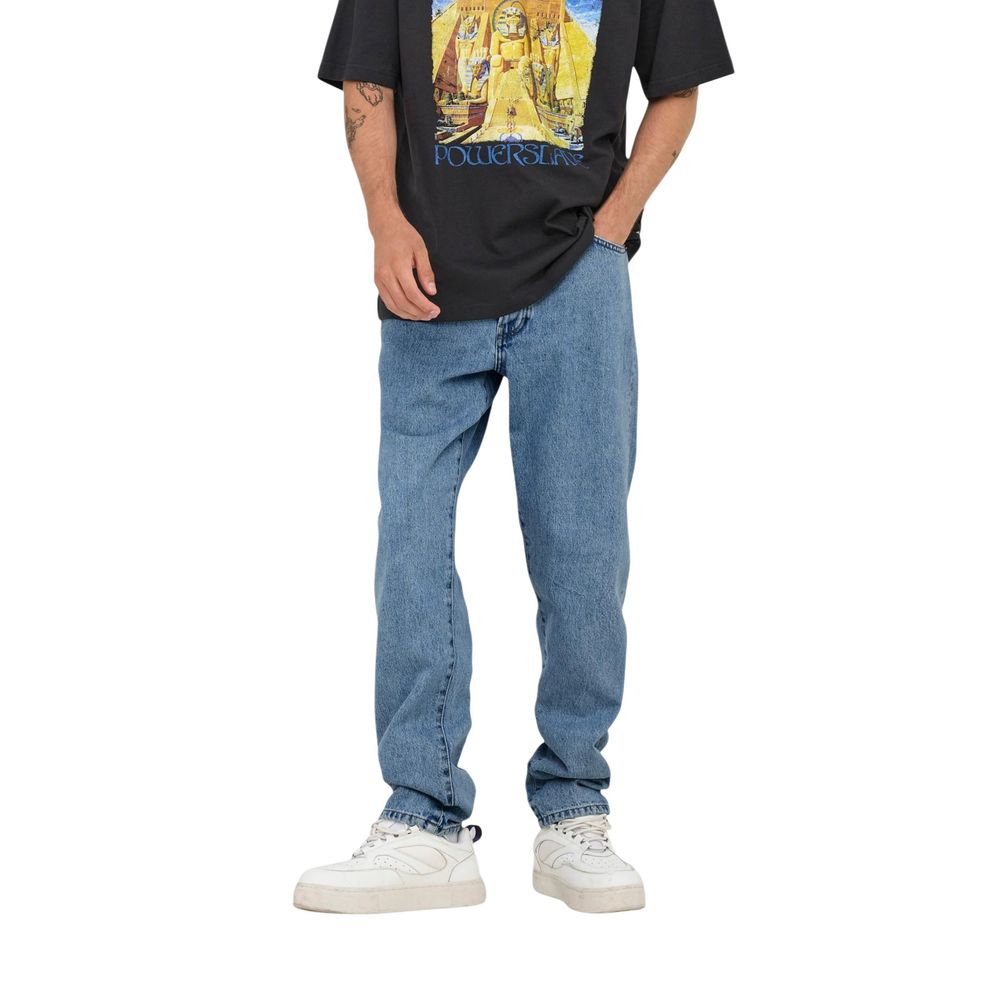 Light Blue Cotton Relaxed Fit Jeans