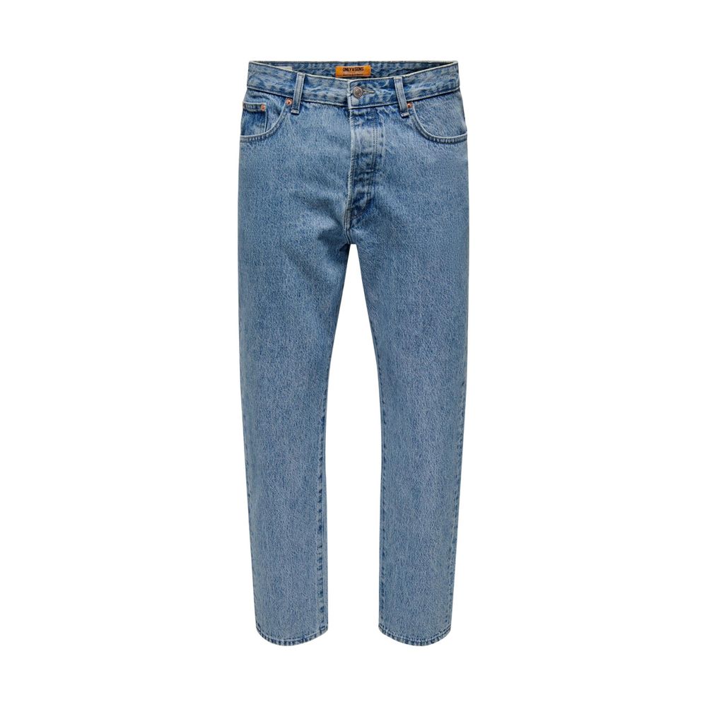 Light Blue Cotton Relaxed Fit Jeans