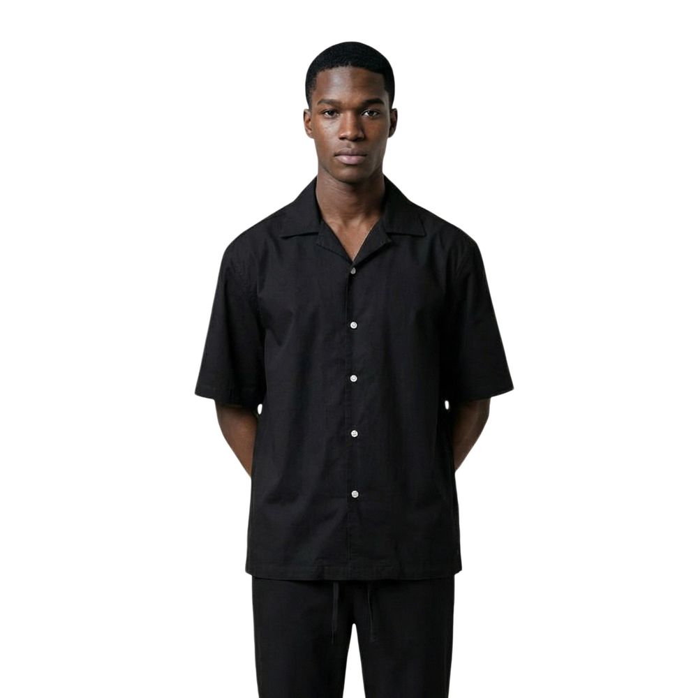 Black Cotton Shortsleeve Shirt