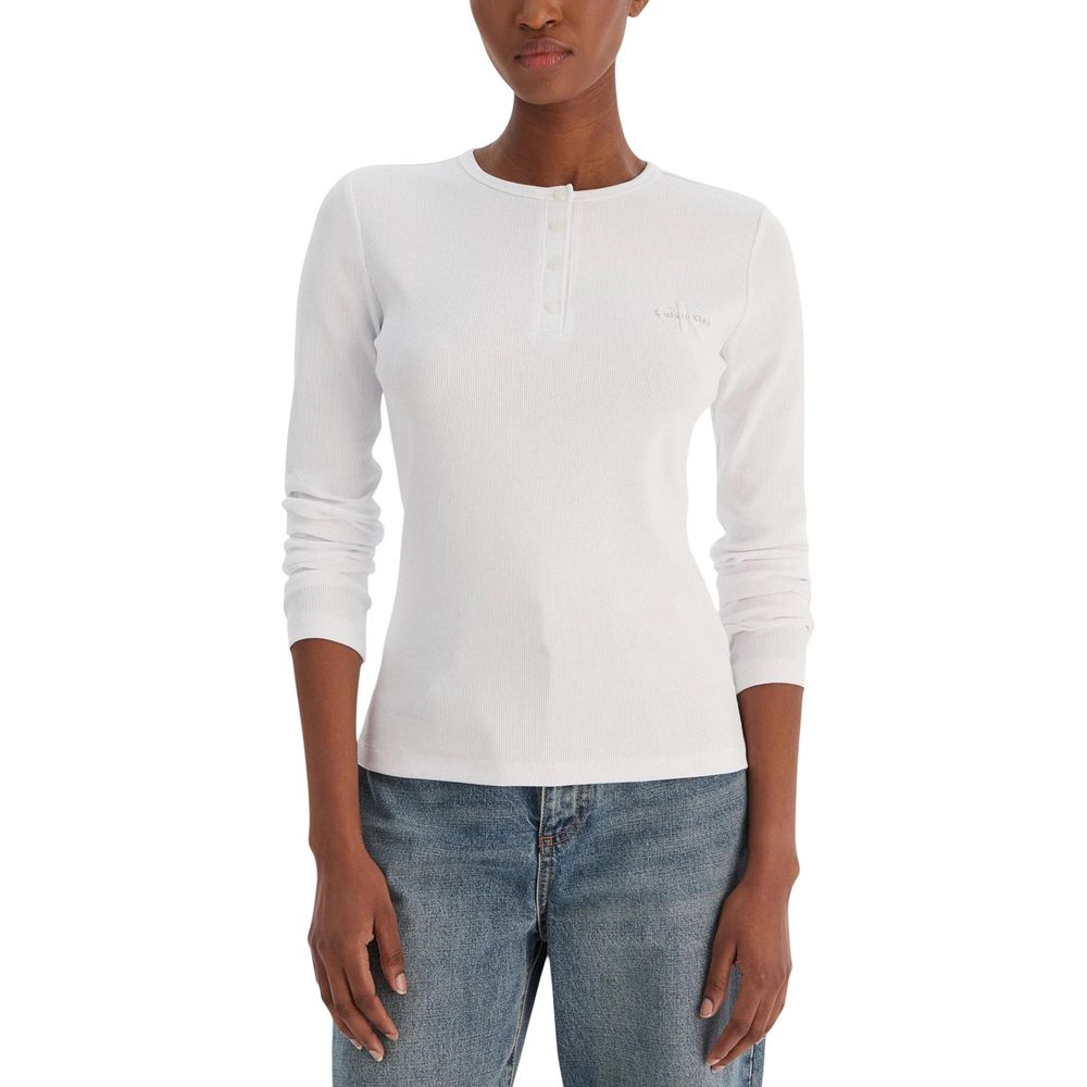 White Cotton Long Sleeve T-Shirt