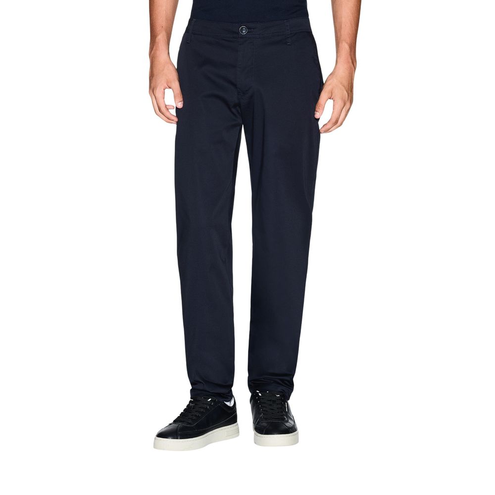 Blue Cotton Skinny Pants