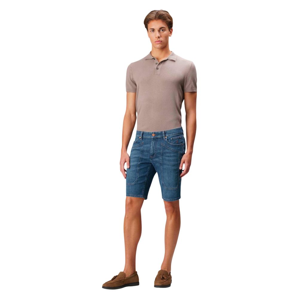 Blue Recycled Cotton Bermuda Shorts