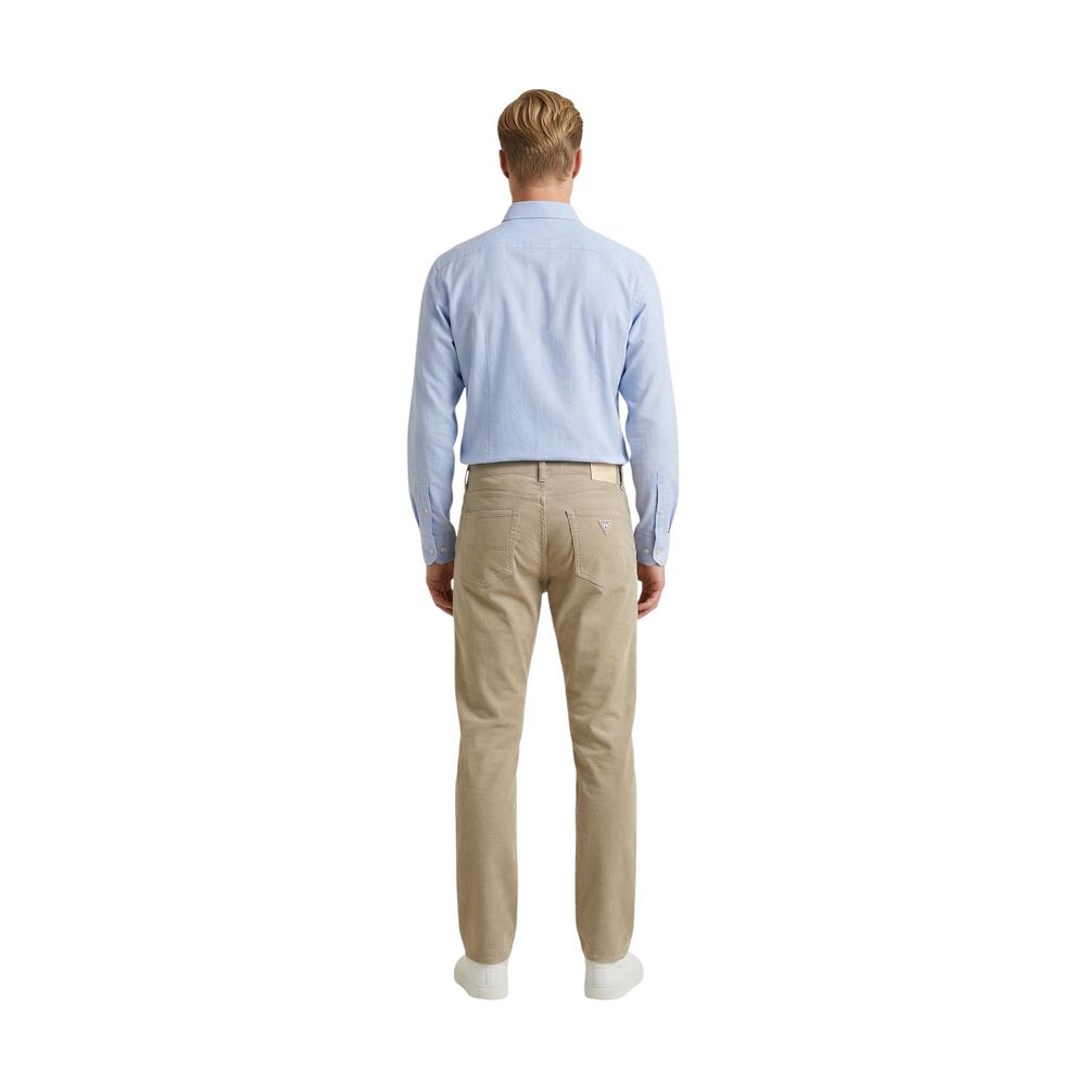 Beige Cotton Skinny Pants