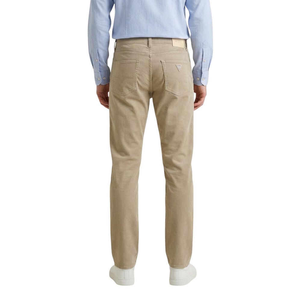 Beige Cotton Skinny Pants