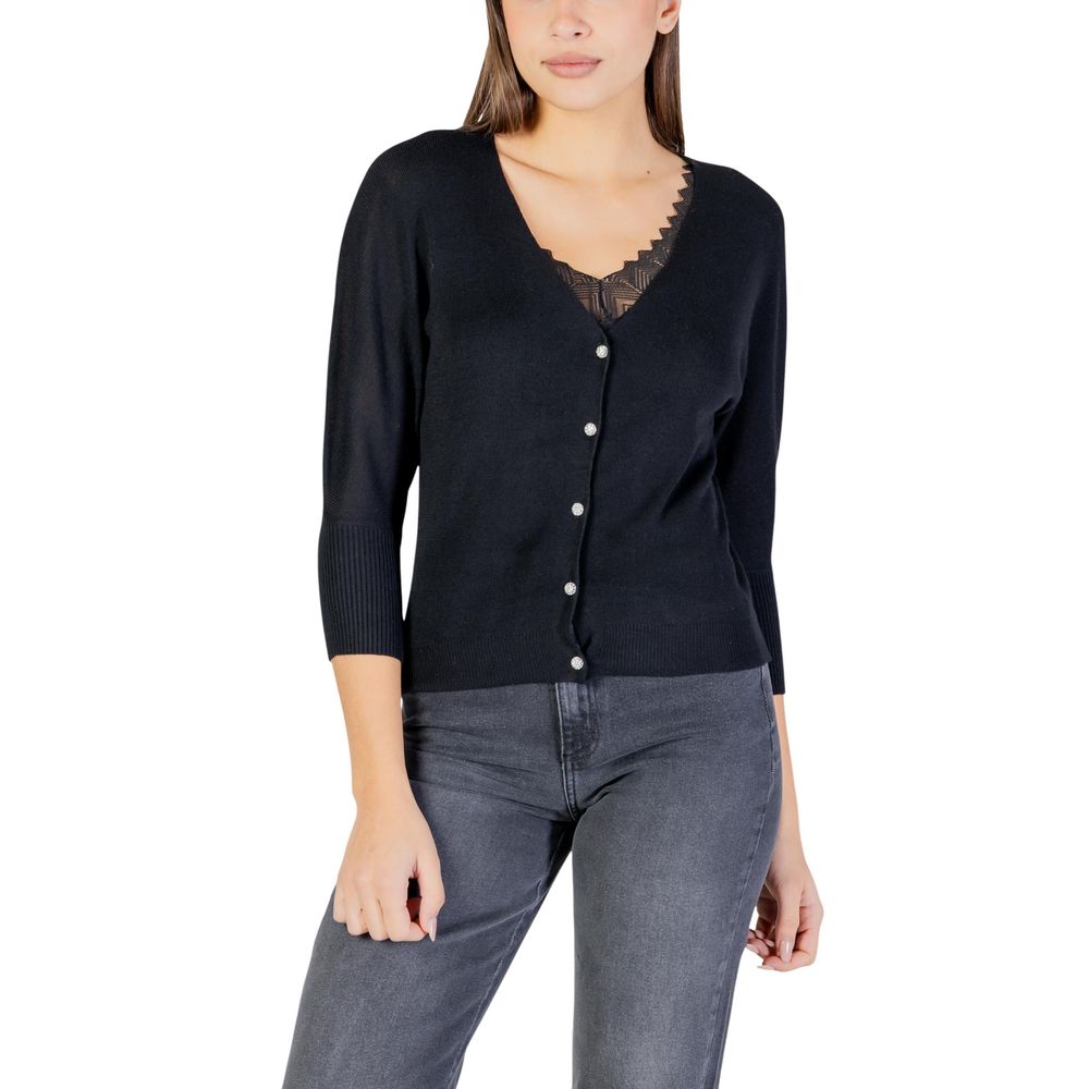 Black Polyester Cardigan