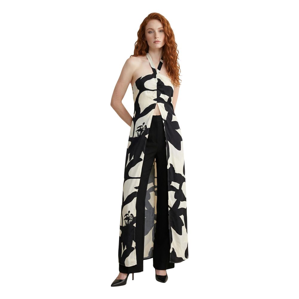 Black And White Viscose Long Dress