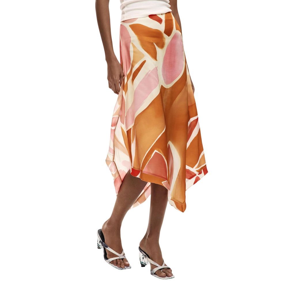 Orange Viscose Long Skirt