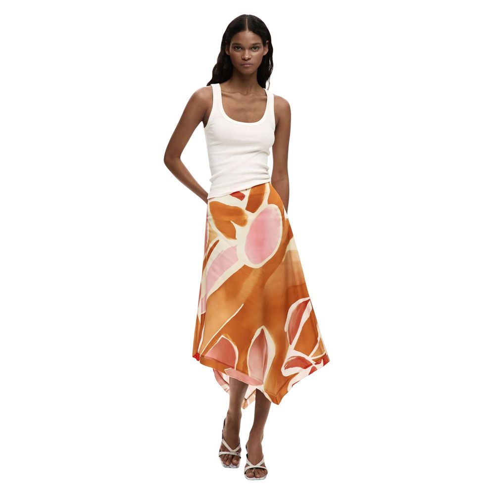 Orange Viscose Long Skirt