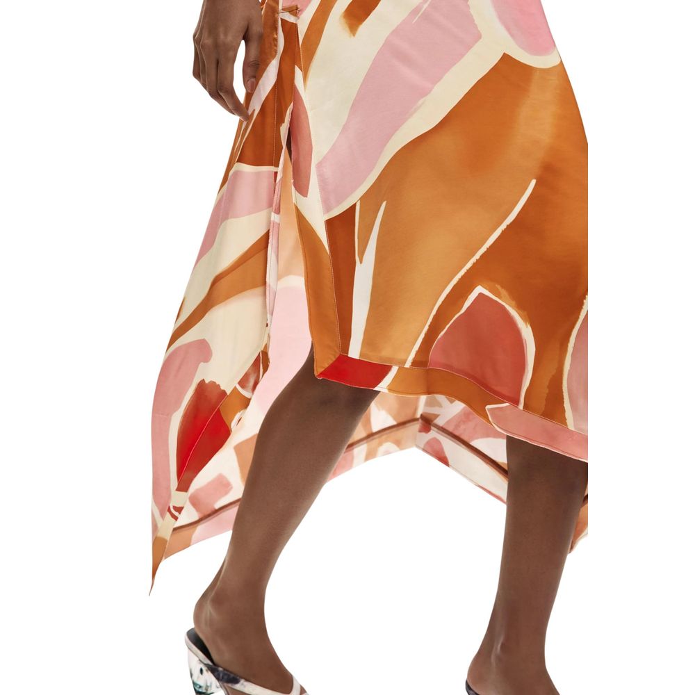 Orange Viscose Long Skirt