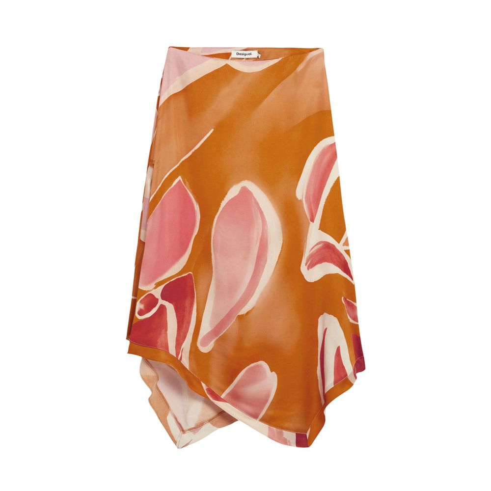 Orange Viscose Long Skirt