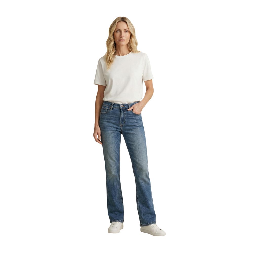 Blue Cotton Bootcut Jeans