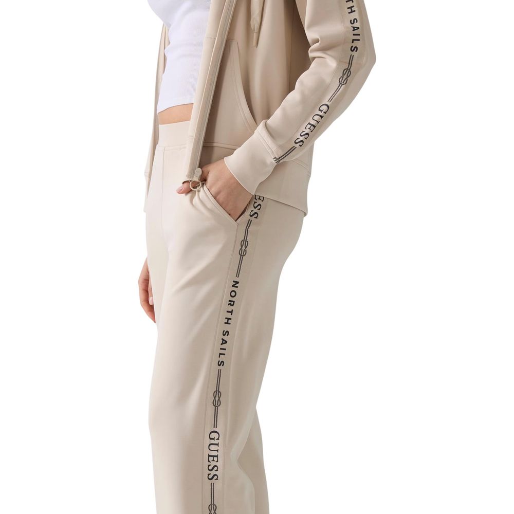 Beige Polyester Joggers (Workout Pants)