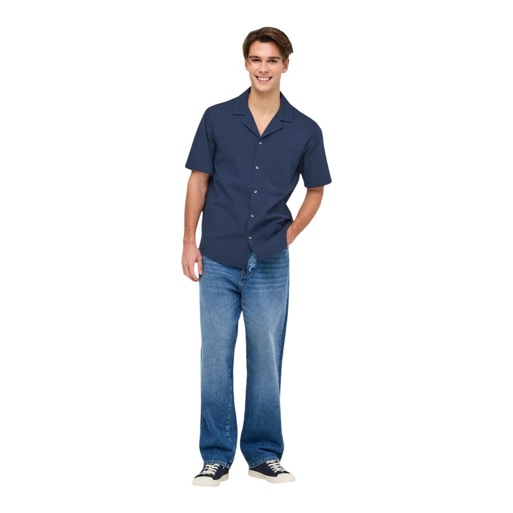 Blue Cotton Shortsleeve Shirt