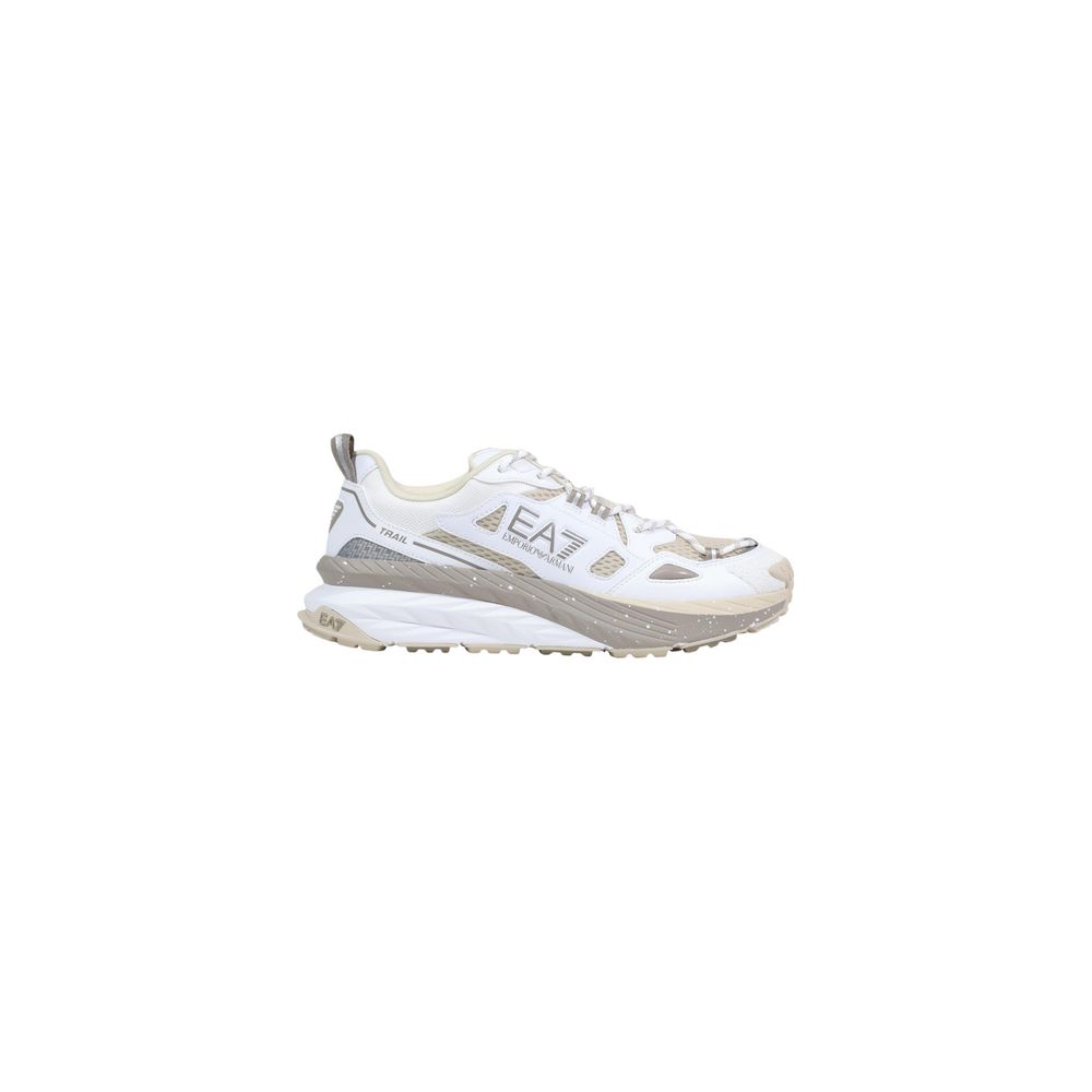 White Polyester Athletic Sneakers