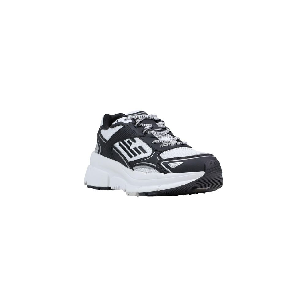 Black And White Polyester Athletic Sneakers