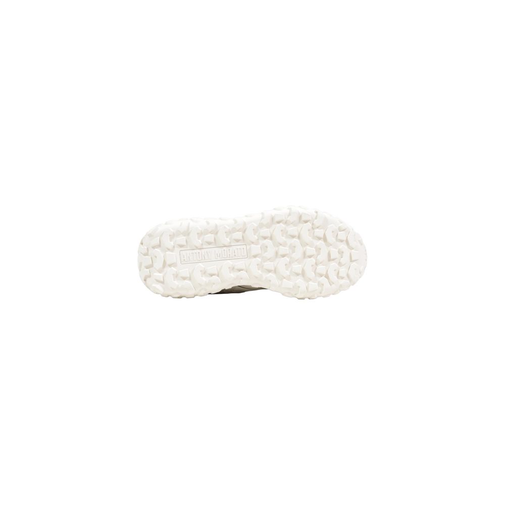White Polyester Athletic Sneakers