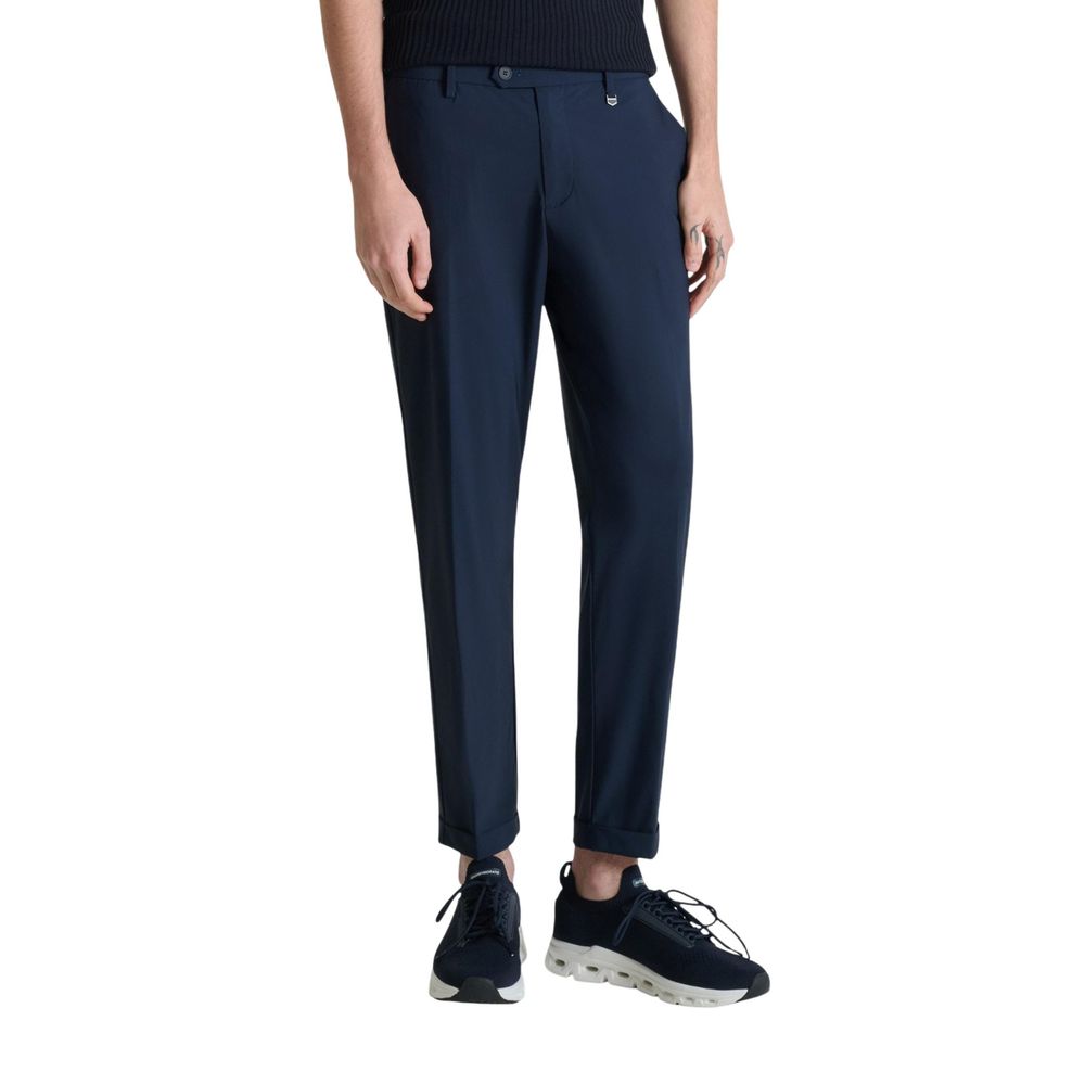 Blue Polyamide Dress Pants