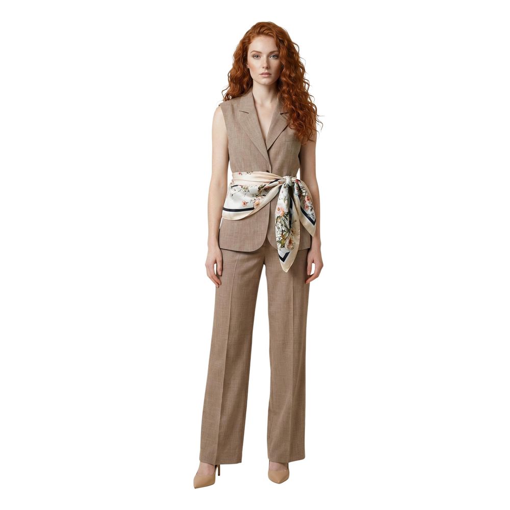 Beige Viscose Dress Pants