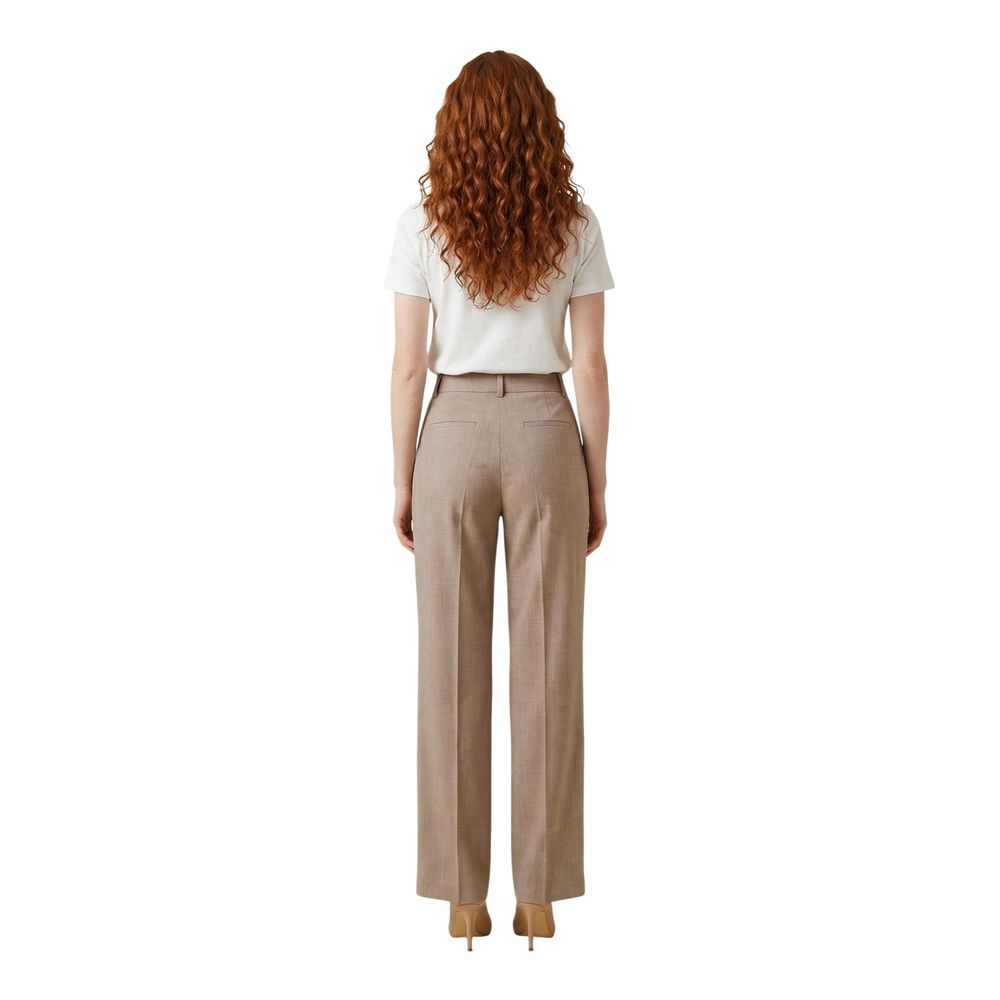 Beige Viscose Dress Pants