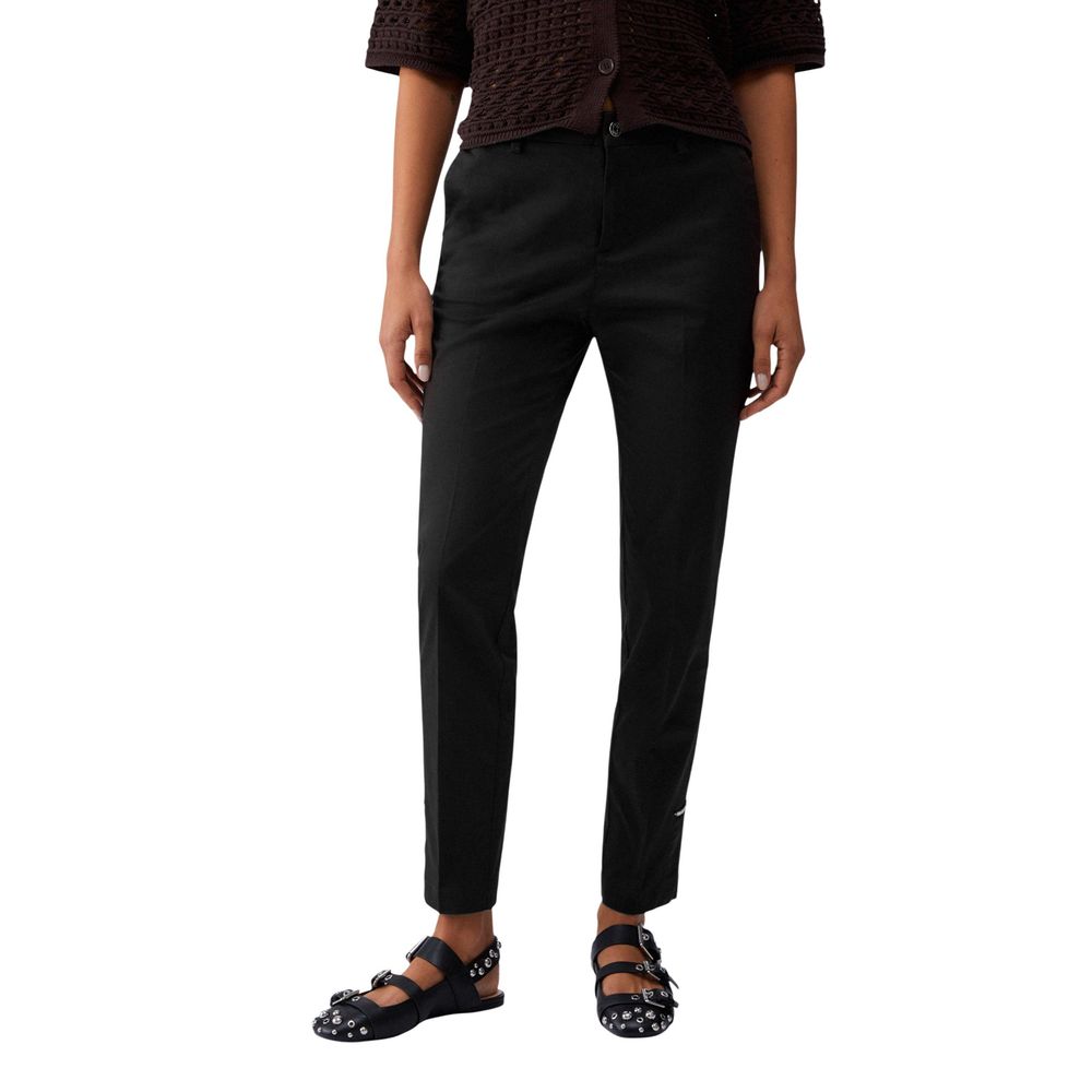 Black Cotton Chino Pants