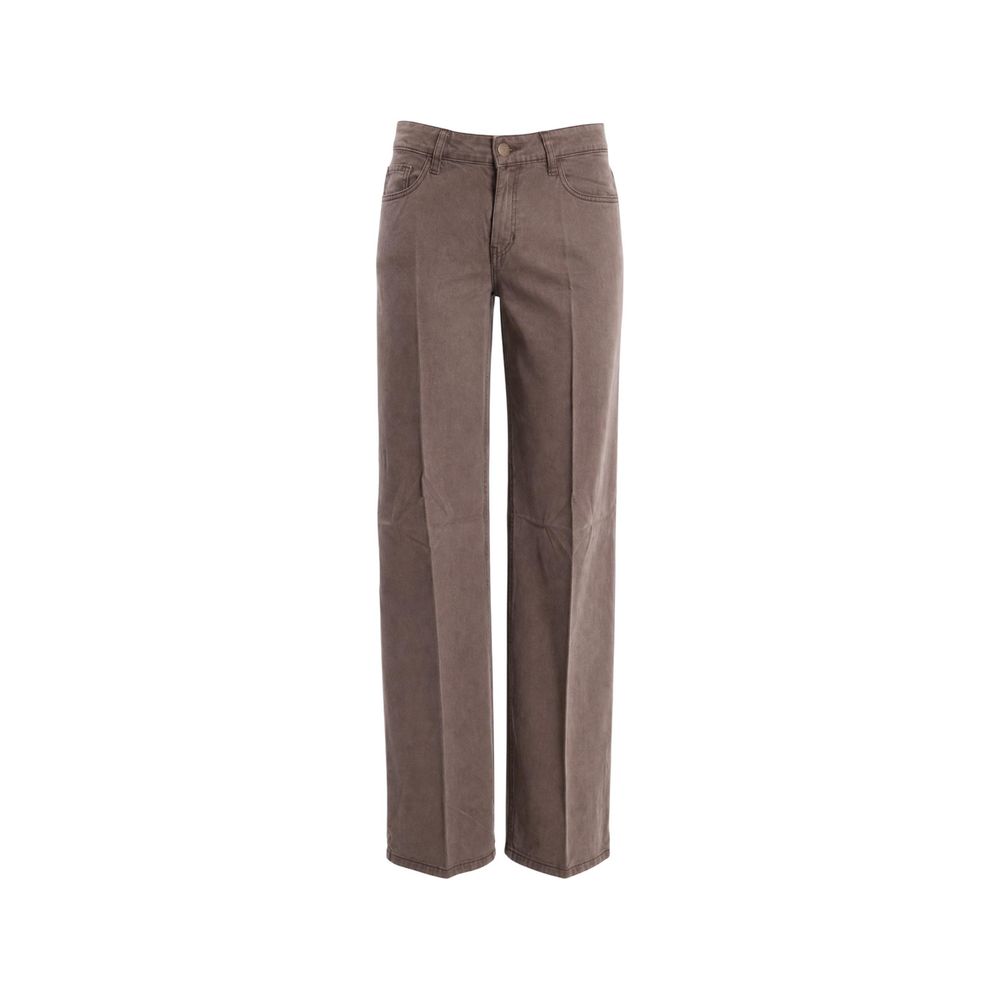 Beige Lyocell Flared Pants