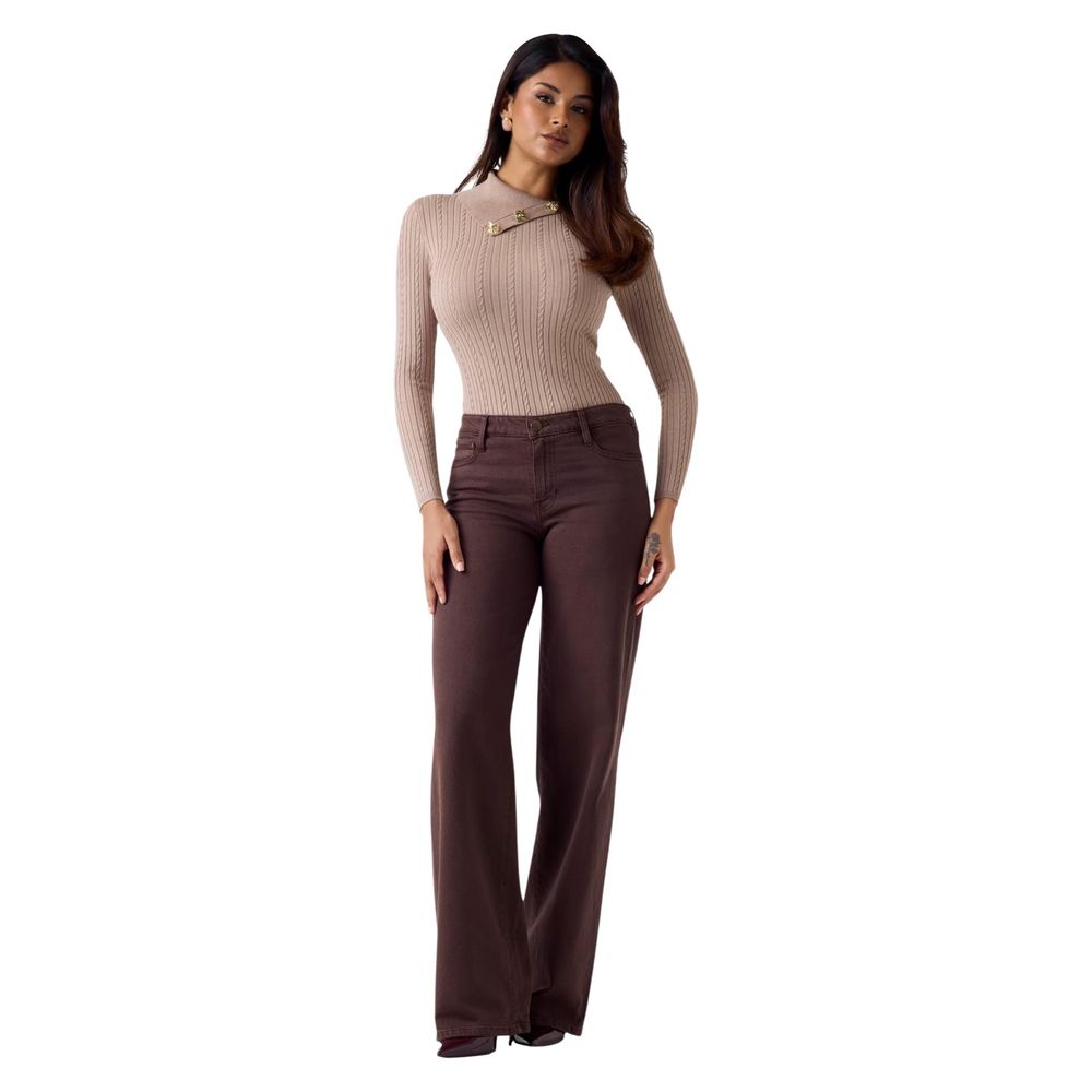 Brown Lyocell Flared Pants