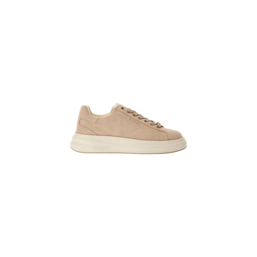 Beige Suede Leather Low Top Sneakers