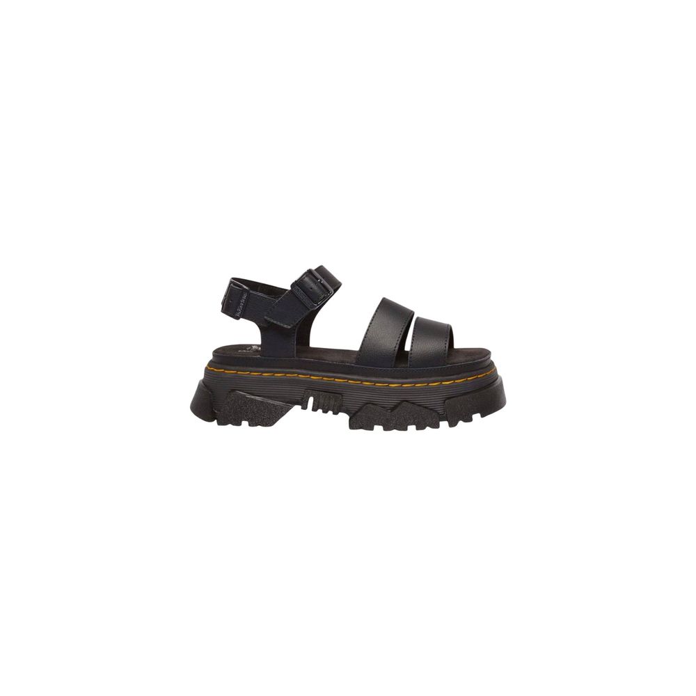 Black Leather Flat Sandals