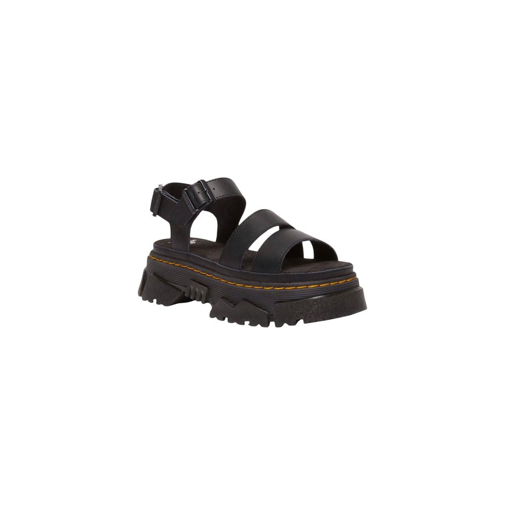 Black Leather Flat Sandals