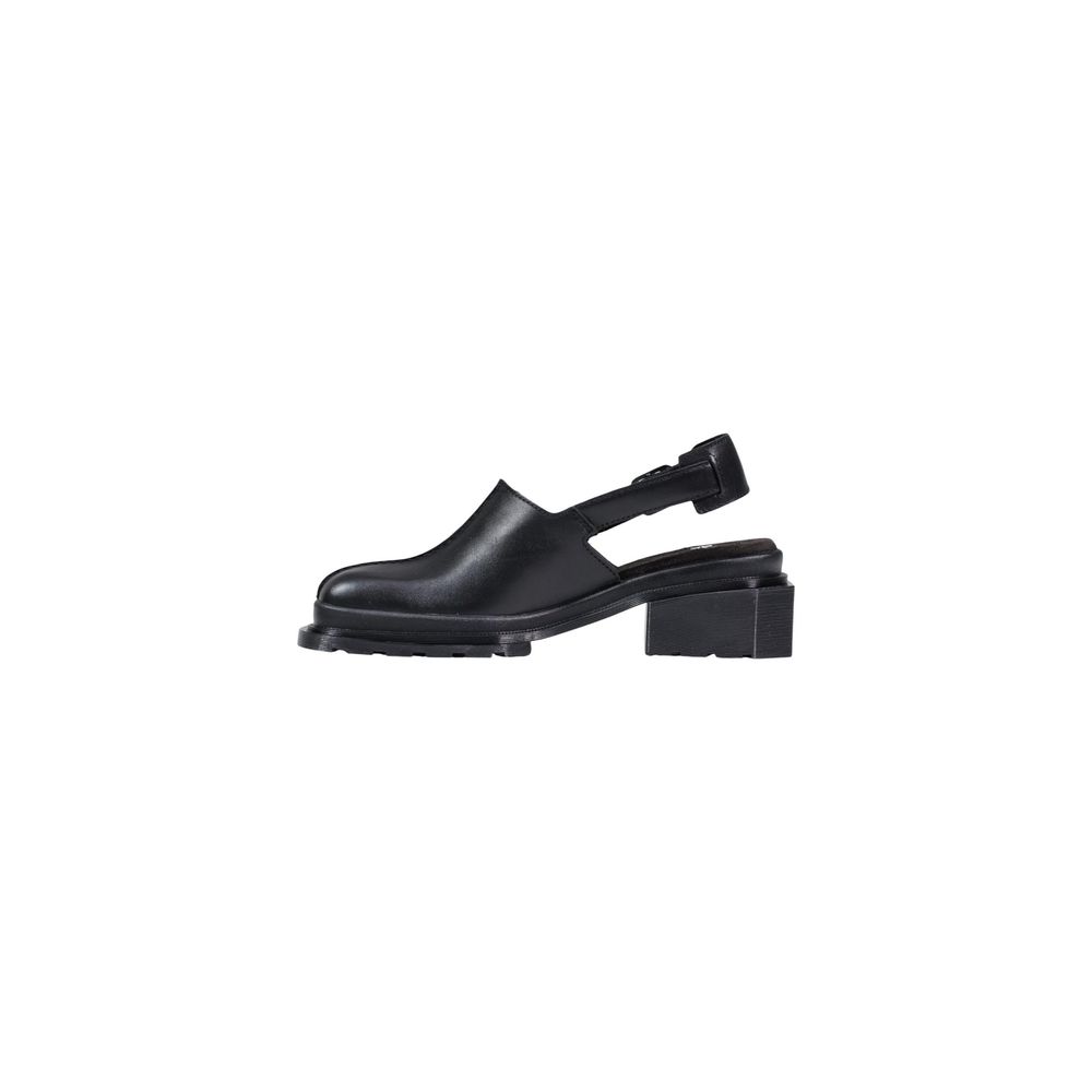 Black Leather Mules