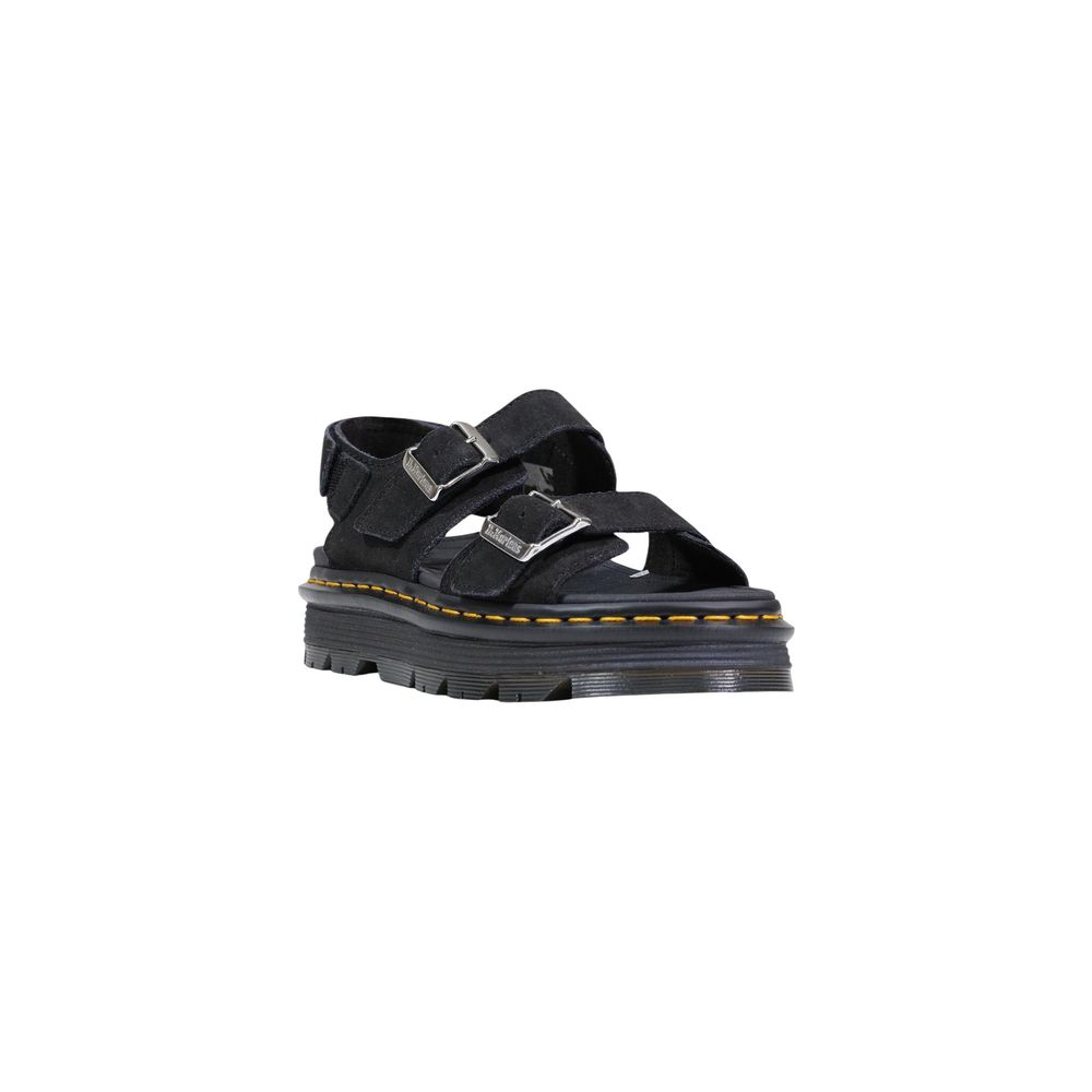 Black Leather Flat Sandals