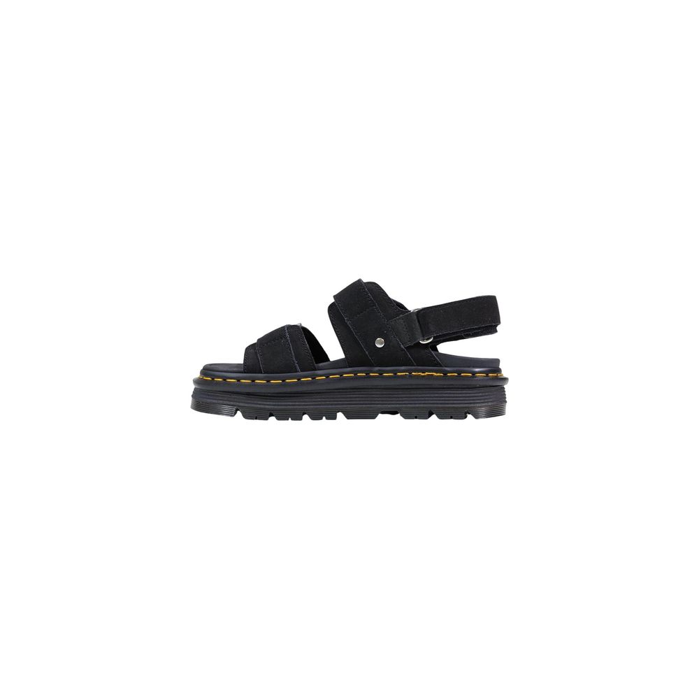Black Leather Flat Sandals