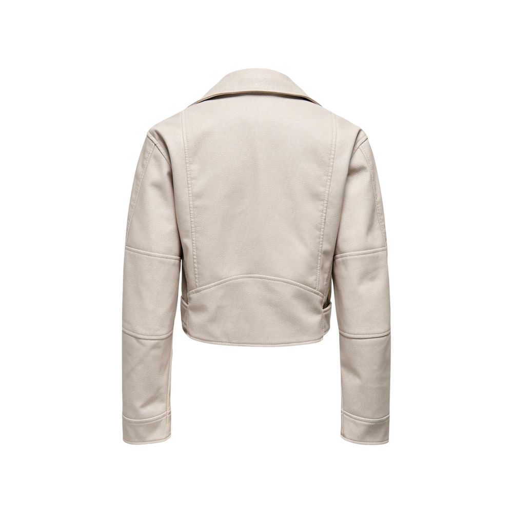 Beige Recycled Polyester Biker Jacket