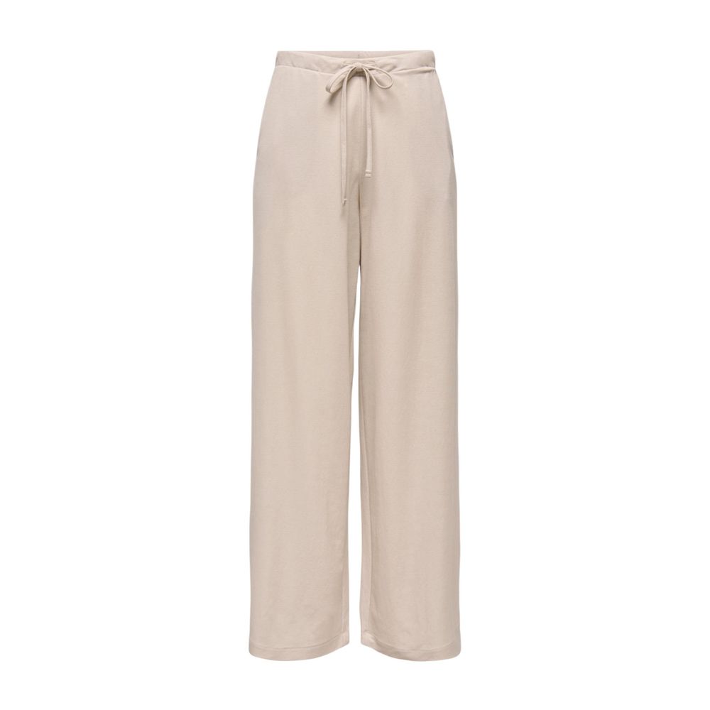 Beige Viscose Casual Pants