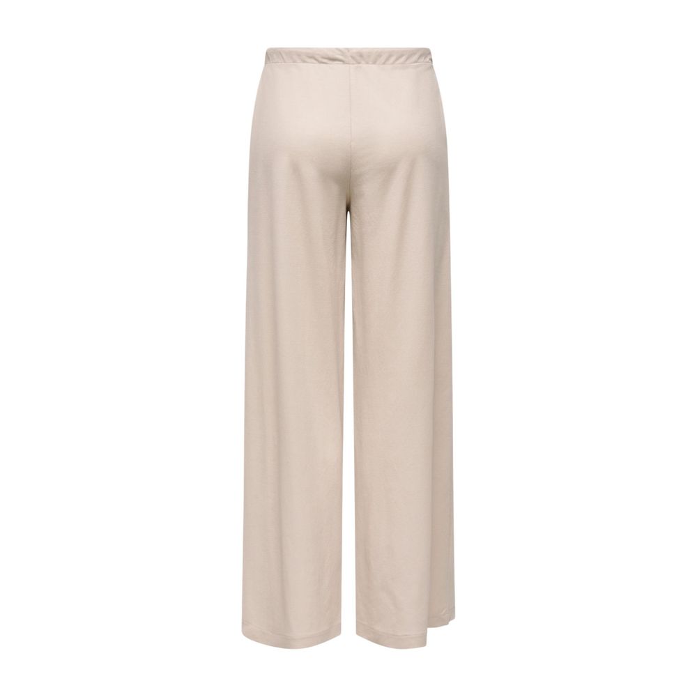 Beige Viscose Casual Pants
