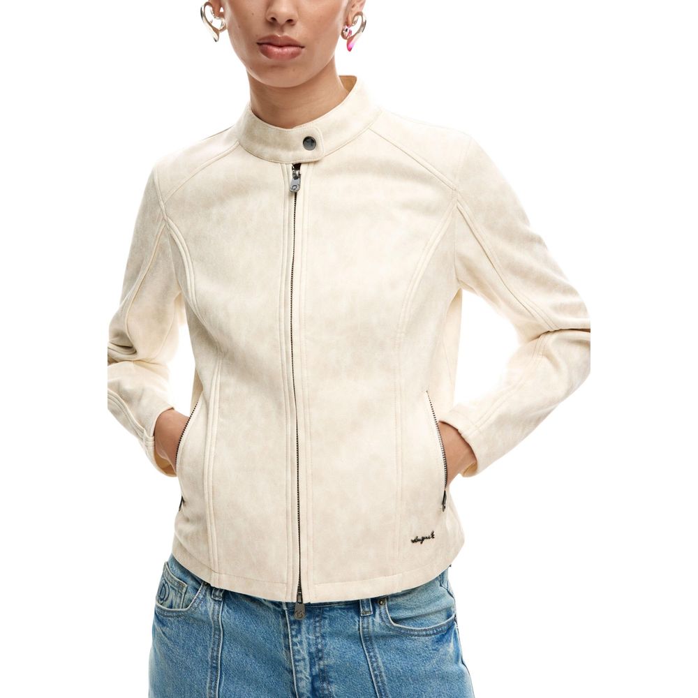 Beige Polyester Full-Length Jacket
