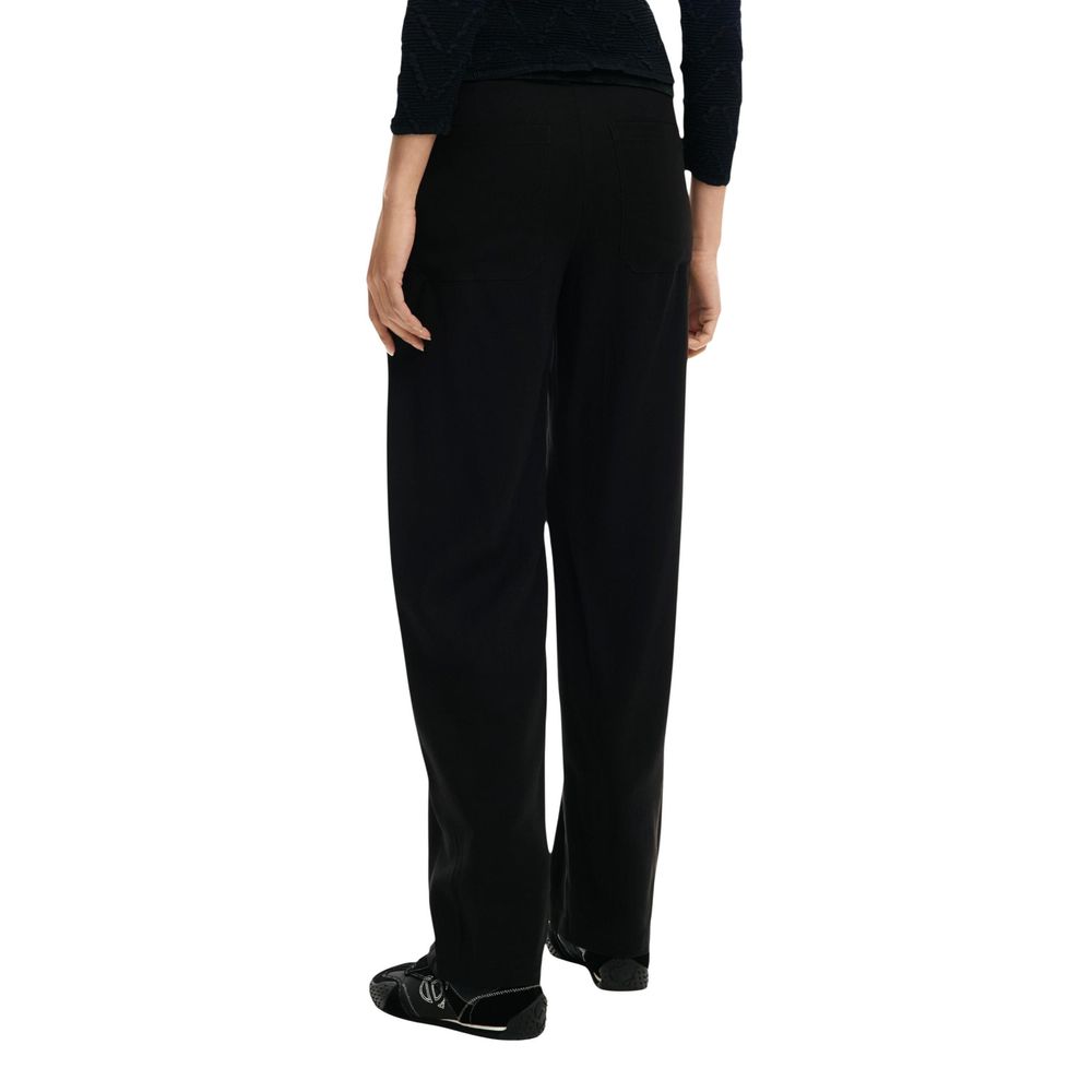Black Viscose Casual Pants