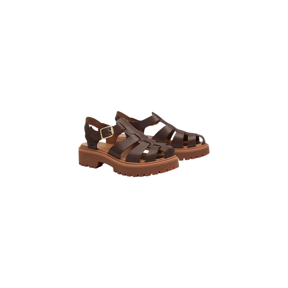 Brown Leather Flat Sandals