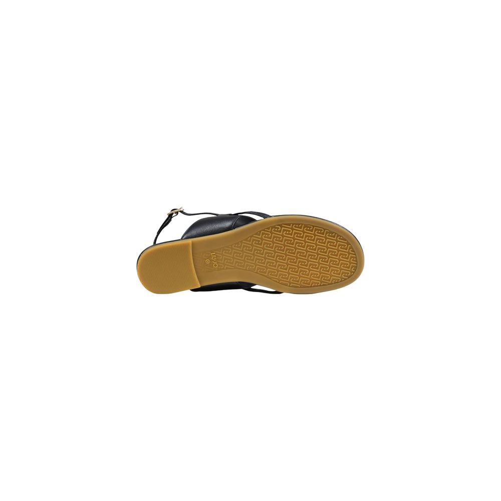 Black Leather Flat Sandals