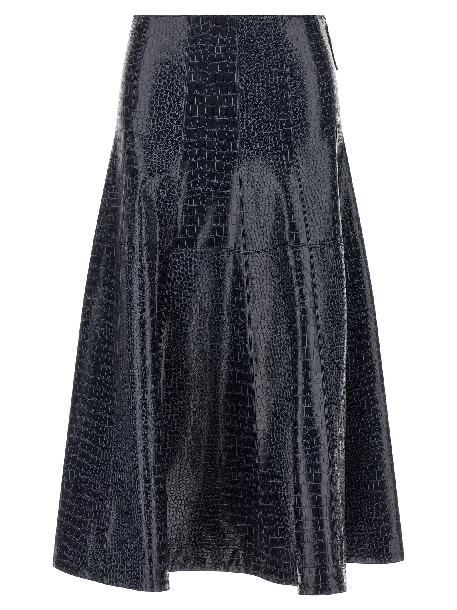 Blue Viscose Midi Skirt